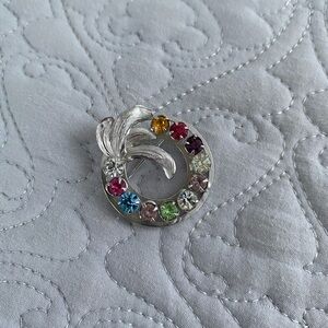 Vintage Multicolor Gemstone Brooch